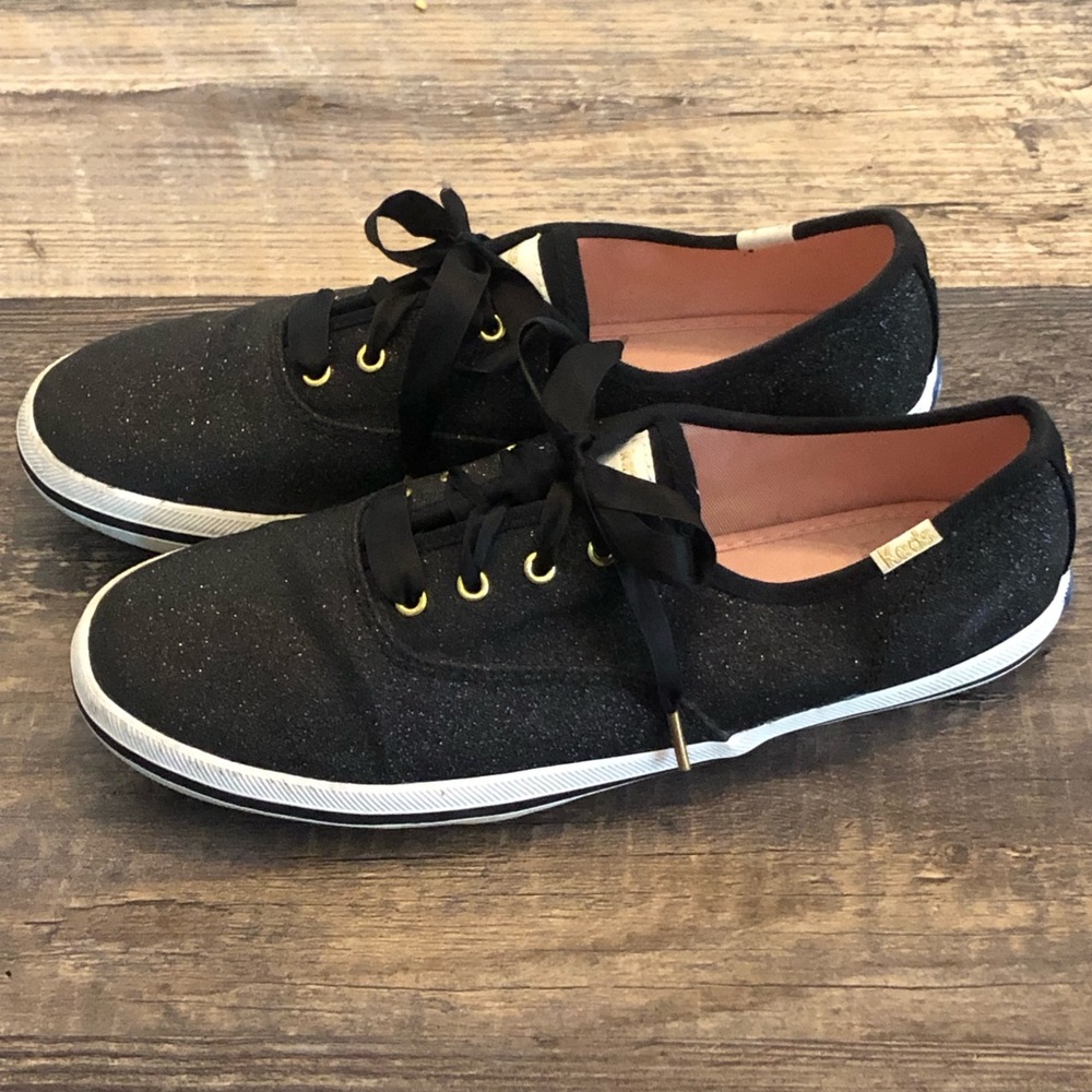 Kate Spade for Keds glitter sneakers in black size 5 EUC